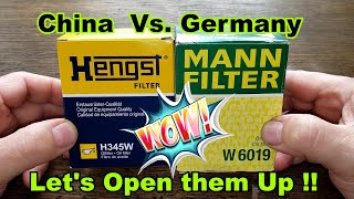 Hengst H345W Oil Filter vs MANN W6019 Oil Filter Cut Open Comparison [upl. by Llertac]