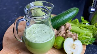 Green Detox Juice  Cucumber Ginger Lime Celery and Apple [upl. by Archie]