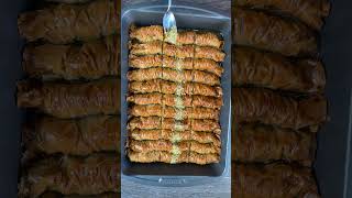 Pistachio Baklava  طرز تهیه باقلوای پسته  Easy and quick Baklava recipe [upl. by Aicinad38]