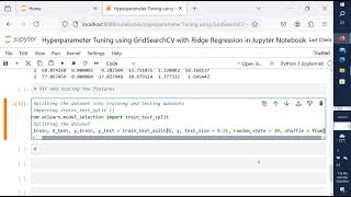 Hyperparameter Tuning using GridSearchCV with Ridge Regression in Jupyter Notebook [upl. by Onimixam]