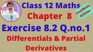 Exercise 82 Qno1 Class 12 Maths CHAPTER 8 – Differentials and Partial Derivatives [upl. by Cristiano]