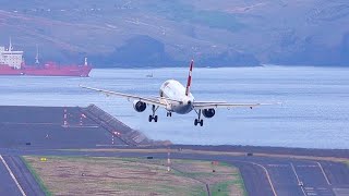 STUNNING VIEW LANDING TAP A320 at Madeira Airport [upl. by Hassi]