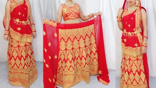 BRIDAL LEHENGA SAREE DRAPING TUTORIALLEHENGA SAREE DRAPINGSTEP BY STEPHINDI [upl. by Weitzman]