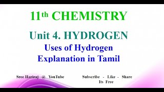 Uses of Hydrogen  in Tamil  11th Chemistry [upl. by Warde]