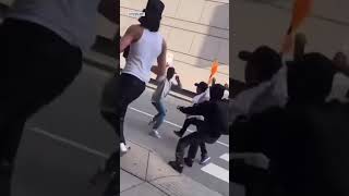 Wild KNIFE FIGHT in Chicago between several men near Magnificent Mile [upl. by Pammy]