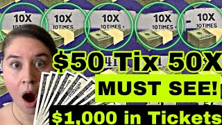 50X ON A 50 TICKET CLAIMER PLAYING 1000 IN HIGH DOLLAR SCRATCH OFF TICKETS EVERY 20 TICKET [upl. by Nivets]