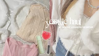 YESSTYLE HAUL ❄️🤍  coquette winter inspired clothing tryon  review  ☃️ [upl. by Madox]