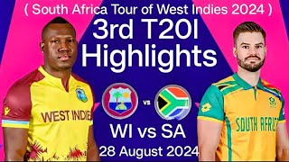 wi vs sa 1st t20 highlights 2024  West Indies vs South Africa 1st T20 Highlights 2024  24 Aug 2024 [upl. by Ihcelek636]