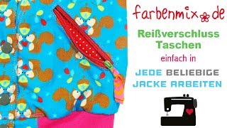 Reißverschluss Taschen in Jacke einnähen [upl. by Heim]