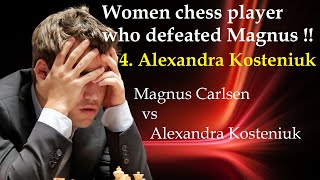 Women chess player who defeated Magnus Carlsen  Magnus Carlsen vs Alexandra Kosteniuk [upl. by Oirifrop]