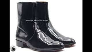 Handmade Mens Genuine Black Leather Zipper Ankle Dress and Formal Boots [upl. by Ebbarta543]