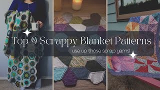 Top 9 Scrappy Blanket Patterns Use Up Your Yarn Scraps  Knitting Podcast [upl. by Narej]