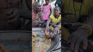 Hadzabe Old man enjoying his favorite meal with his family 😄‼️😋hadzabetribe villagelife food [upl. by Halliday]