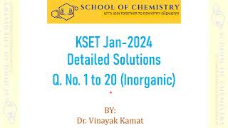 KSET Jan24 Part1 kset2024 chemistry chemicalscience kset inorganicchemistry [upl. by Zimmerman]