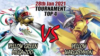 Digimon TCG Yellow Green MegaZoo Vs Yellow Wargreymon  Tournament Top 4 B03  28th January 2021 [upl. by Intirb742]