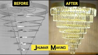 Jhumar Making  Crystal Chandelier  Hanging Chandelier  Jhumar  Decorative Light  LED Chandlier [upl. by Ansel]