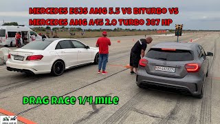 MERCEDES E63S AMG 55 V8 BiTurbo vs MERCEDES AMG A45 20 Turbo 387 HP drag race 14 mile 🚦🚗  4K UHD [upl. by Africah]