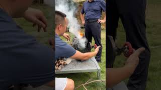 How to burn pine needles without smokewoodstove outdoorstove cookingstove campingstove bbq [upl. by Inamik]