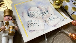 Watercolor Christmas Card Mittens from quot12 Days of Christmasquot wetonwetpainting watercolorcards [upl. by Bore119]