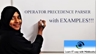 COMPILER DESIGN LECTURE19 Operator Precedence Parser [upl. by Hasile]