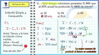 😎 Interés Simple 4to 🧮 EXPLICACIÓN COMPLETO🧑‍🎓 [upl. by Venus978]