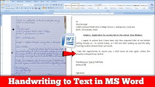 Handwriting to Text convert in MS Word  Photo se Text me kaise convert kare MS Word me [upl. by Slen]