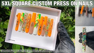 Extra Extra Extra Extra Extra Long Custom Press On Nail Set 5XL  Watch me Work  Start to Finish [upl. by Eneroc]