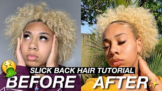 SLICK BACK PONYTAIL ON SHORT MEDIUM HAIR Natural Hair HACK  KDiani [upl. by Eeral]