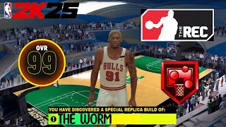 THE BEST 6’7 CENTER DEFENSIVE ANCHOR DENNIS RODMAN BUILD SNAGS OLDHEADS IN THE REC ON NBA 2K25 [upl. by Yaker]