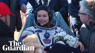 Russian movie crew return to Earth after filming 12 days on the International Space Station [upl. by Ynahteb]