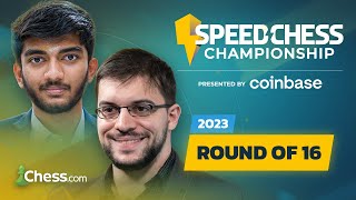 Speed Chess Championship 2023 Round of 16  Gukesh v MVL  India 1 Battles France 2  coinbase [upl. by Orag]