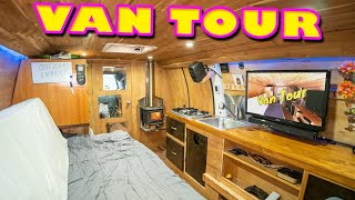 STEALTH VAN LIFE TOUR  Extremely ORGANIZED Cargo Van Conversion [upl. by Ahsimet]