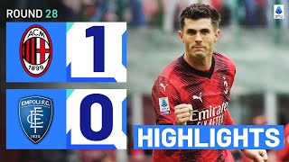 MILANEMPOLI 10  HIGHLIGHTS  Pulisic secures all three points for Milan  Serie A 202324 [upl. by Sonitnatsnoc82]