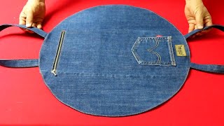 DIY원을 활용하여 quot귀여운 토트백quot 쉽고 빠르게 만드는 방법cute quothalf moon tote bagquot with a circlemade of old jeans [upl. by Ewan]