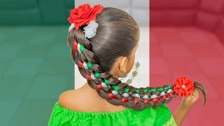 Trenza Mexicana con listón  Peinados Mexicanos  Trenza De 8 Cabos [upl. by Ciprian]