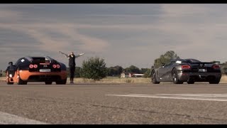 Ultra HD 4K RACE from dig 1200 HP Bugatti Veyron Vitesse vs Koenigsegg Agera R presented by Samsung [upl. by Lunsford]