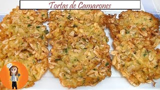 Tortas de Camarones o Tortillitas de Camarones sin Huevo  Receta de Cocina en Familia [upl. by Eniluqaj]