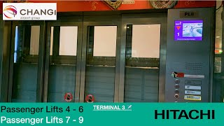 Changi Airport Terminal 3  Hitachi Elevator Passenger Lifts 7  9 🇸🇬✈️ [upl. by Yelbmik]