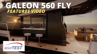 Galeon 560 Fly 2023 Features Video by Boattestcom [upl. by Shuping]