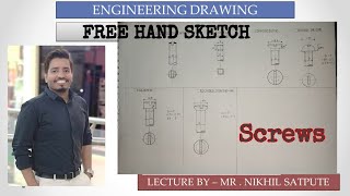 Engineering Drawing  Freehand sketch  Screws  Learn with Nikhil [upl. by Harneen]