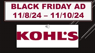 KOHLS BLACK FRIDAY AD 11824  111024 [upl. by Eronaele]