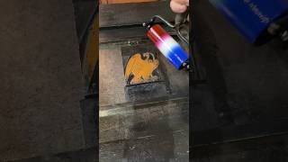 Letterpress printing a bald eagle with red white and blue ink using a Washington hand press [upl. by Bayard]