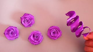 Ribbon Flowers  How to make ribbon flowers  Easy making with needle  Amazing Ribbon Tricks [upl. by Sapphire]