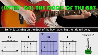 Easy play along series  SITTIN ON THE DOCK OF THE BAY  Guitar chords amp lyrics  Otis Redding [upl. by Faria365]