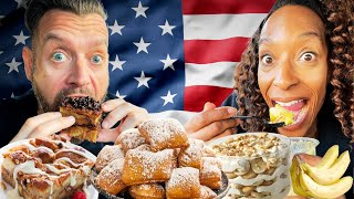 Brits Try Southern Desserts For The First Time In The USA [upl. by Yendroc]