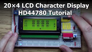 LCD2004 20×4 LCD Character Display with HD44780 Tutorial All Switches and LEDs No Microcontroller [upl. by Nylsej]