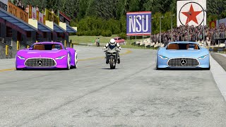 Kawasaki Ninja H2R Supercharged vs MercedesBenz AMG Vision GT at Old SPA [upl. by Fredkin854]