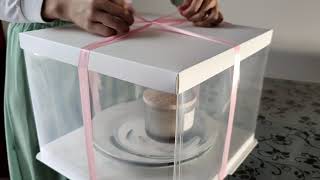 How to tie ribbon on cake box [upl. by Einner]