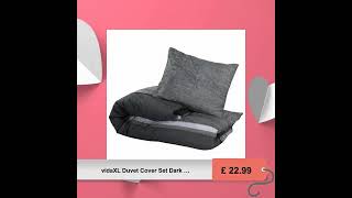 vidaXL Duvet Cover Set Dark Grey 140x200 cm Cotton [upl. by Nodarse]