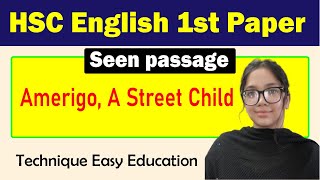 HSC English 1st paper I Seen Passage l Human Rights  Amerigo A Street Child [upl. by Gayleen]